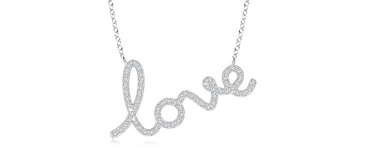  Lab Grown Diamond Cursive LOVE Necklace