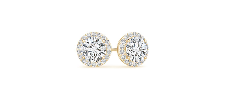  Vintage Inspired Round Lab Grown Diamond Halo Stud Earrings