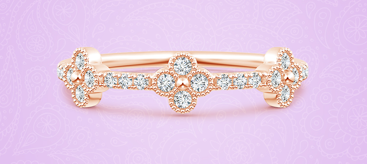 lab-grown-diamond-clover-link-wedding-band-with-milgrain