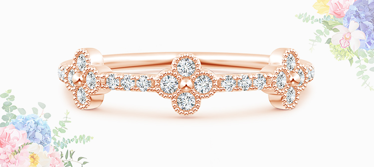 lab-grown-diamond-clover-link-wedding-band-with-milgrain