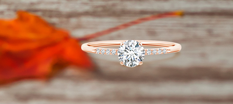 Classic solitaire round lab grown diamond ring with accents
