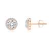 Vintage Inspired Round Lab Grown Diamond Halo Stud Earrings