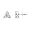 Prong Set Round Lab Grown Diamond Three Stone Stud Earrings