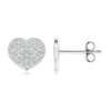 Pave Set Lab Grown Diamond Heart Stud Earrings