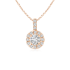 Vintage Inspired Lab Grown Diamond Halo Pendant with Diamond Bale