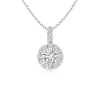 Vintage Inspired Lab Grown Diamond Halo Pendant with Diamond Bale