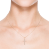 Lab Grown Diamond Latin Cross Necklace with Milgrain