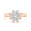 Round Lab Grown Diamond Floral Halo Ring with Tapered Shank