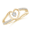 Round Lab Grown Diamond Heart Split Shank Ring