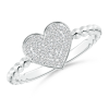 Lab Grown Diamond Heart Cluster Ring with Beaded Shank