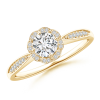 Round Lab Grown Diamond Scalloped Halo Ring with Leaf-Accents