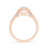 Round Lab Grown Diamond Halo Ring with Cushion Frame and Milgrain Detailing