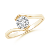 Half Bezel Solitaire Round Lab Grown Diamond Bypass Ring