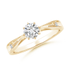 Tapered Shank Lab Grown Diamond Solitaire Ring with Accents