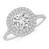 Lab Grown Diamond Cushion Double Halo Engagement Ring