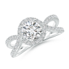 Vintage Inspired Lab Grown Diamond Split Shank Halo Ring