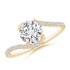 Round Lab Grown Solitaire Diamond Bypass Ring with Twisted Shank