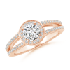 Round Lab Grown Diamond Split Shank Ring with Halo