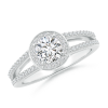 Round Lab Grown Diamond Split Shank Ring with Halo