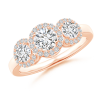 Three Stone Lab Grown Diamond Halo Engagement Ring