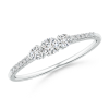 Unique Prong Set Lab Grown Diamond Three Stone Ring