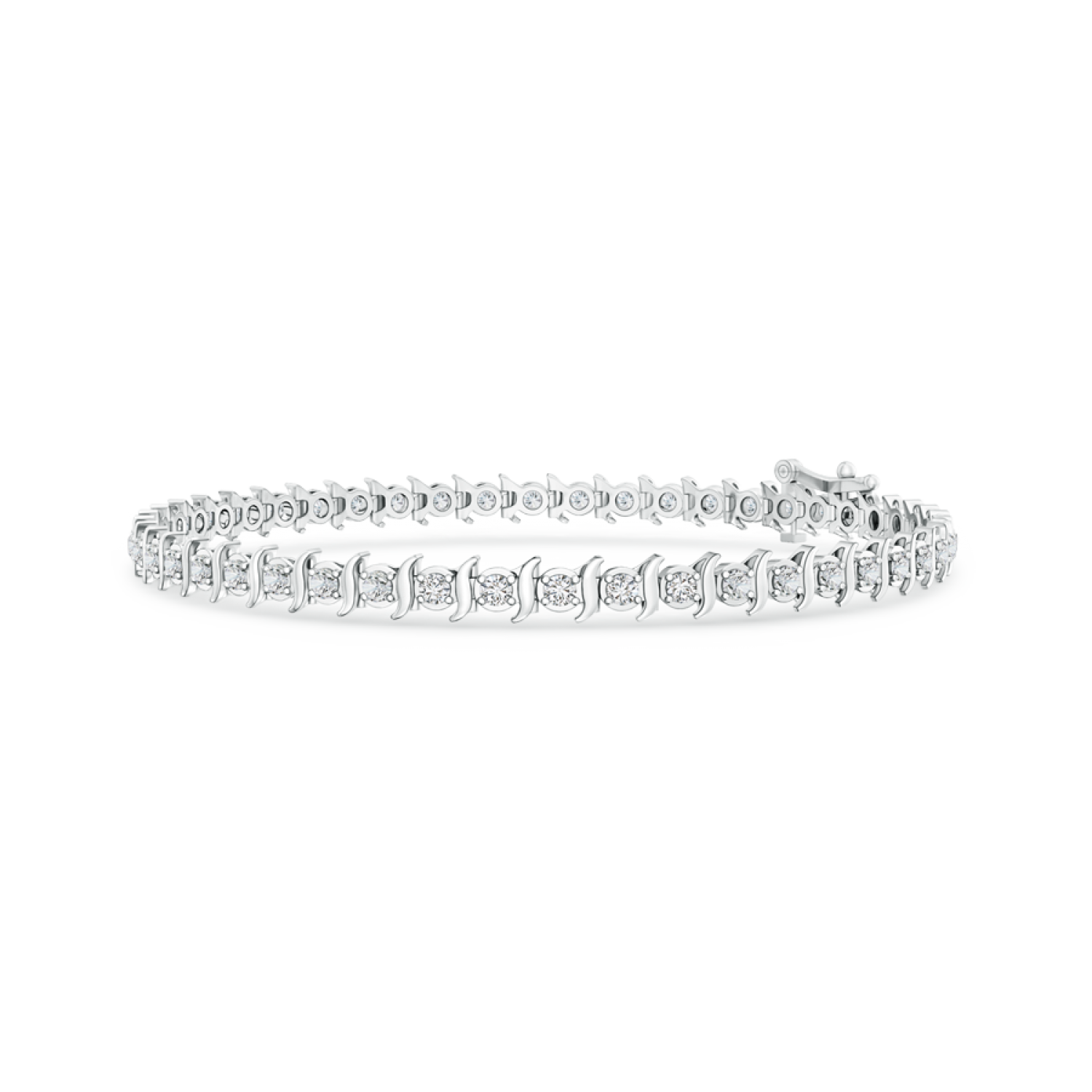 Lab Grown Diamond Tennis Bracelet with Swirl Block - Main Image