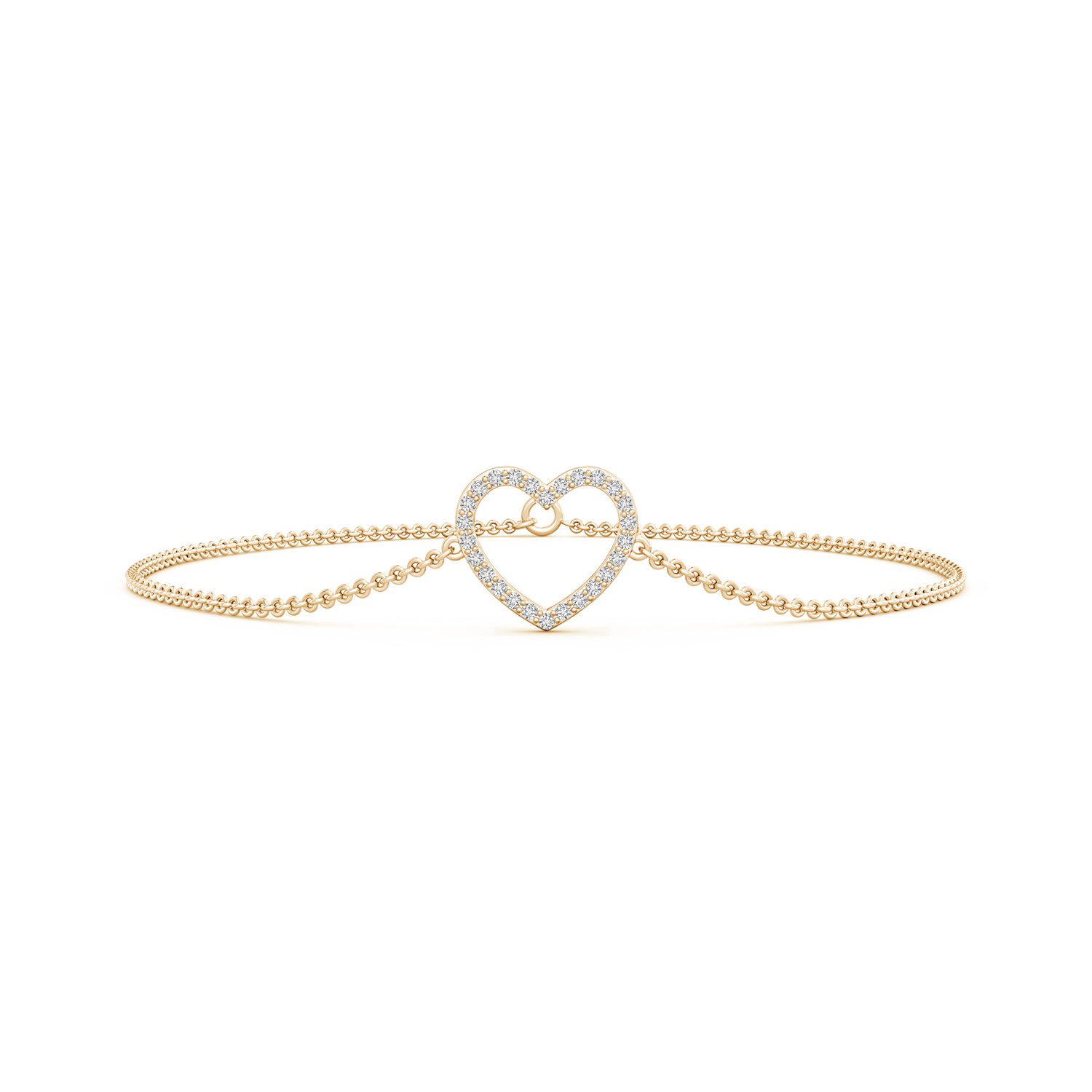 Lab Grown Diamond Studded Open Heart Link Bracelet - Main Image