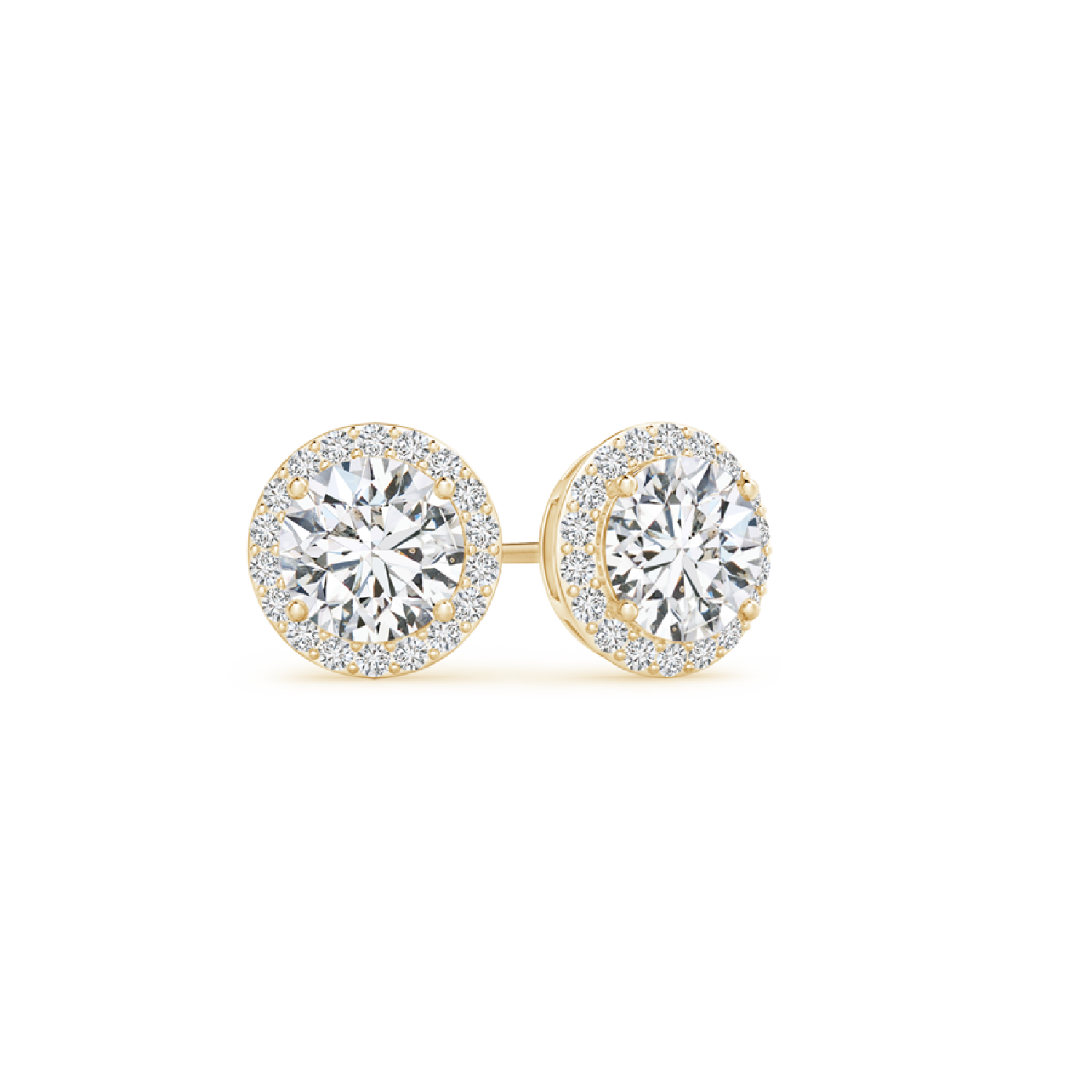 Vintage Inspired Round Lab Grown Diamond Halo Stud Earrings - Main Image