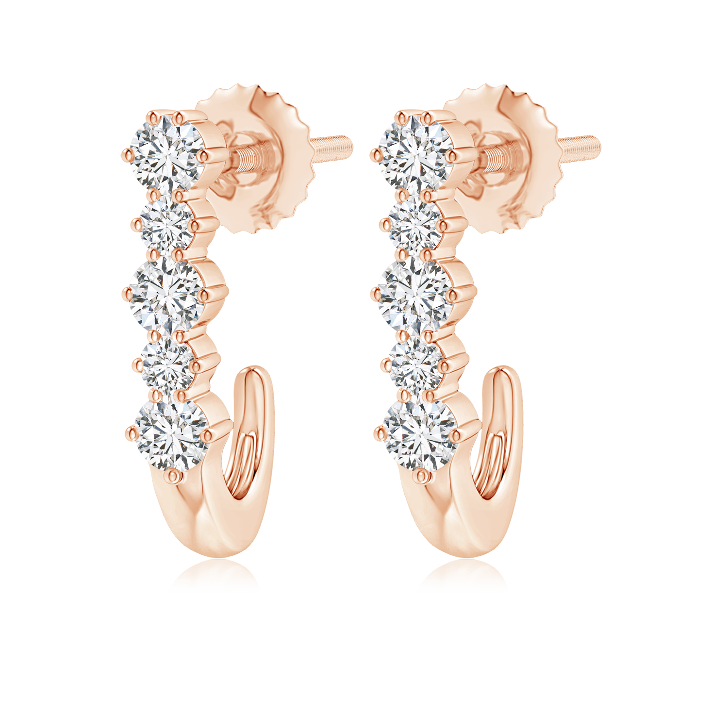 Five Stone Lab Grown Diamond J-Hoop Earrings - Main Image