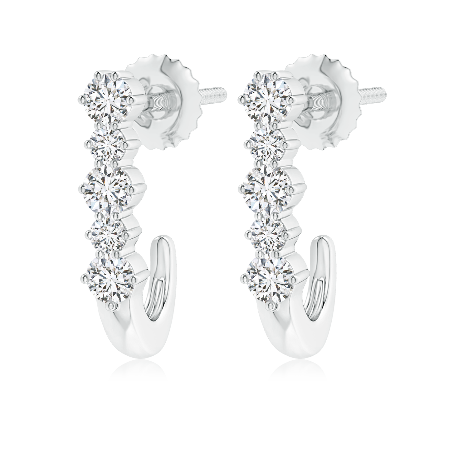 Five Stone Lab Grown Diamond J-Hoop Earrings - Main Image
