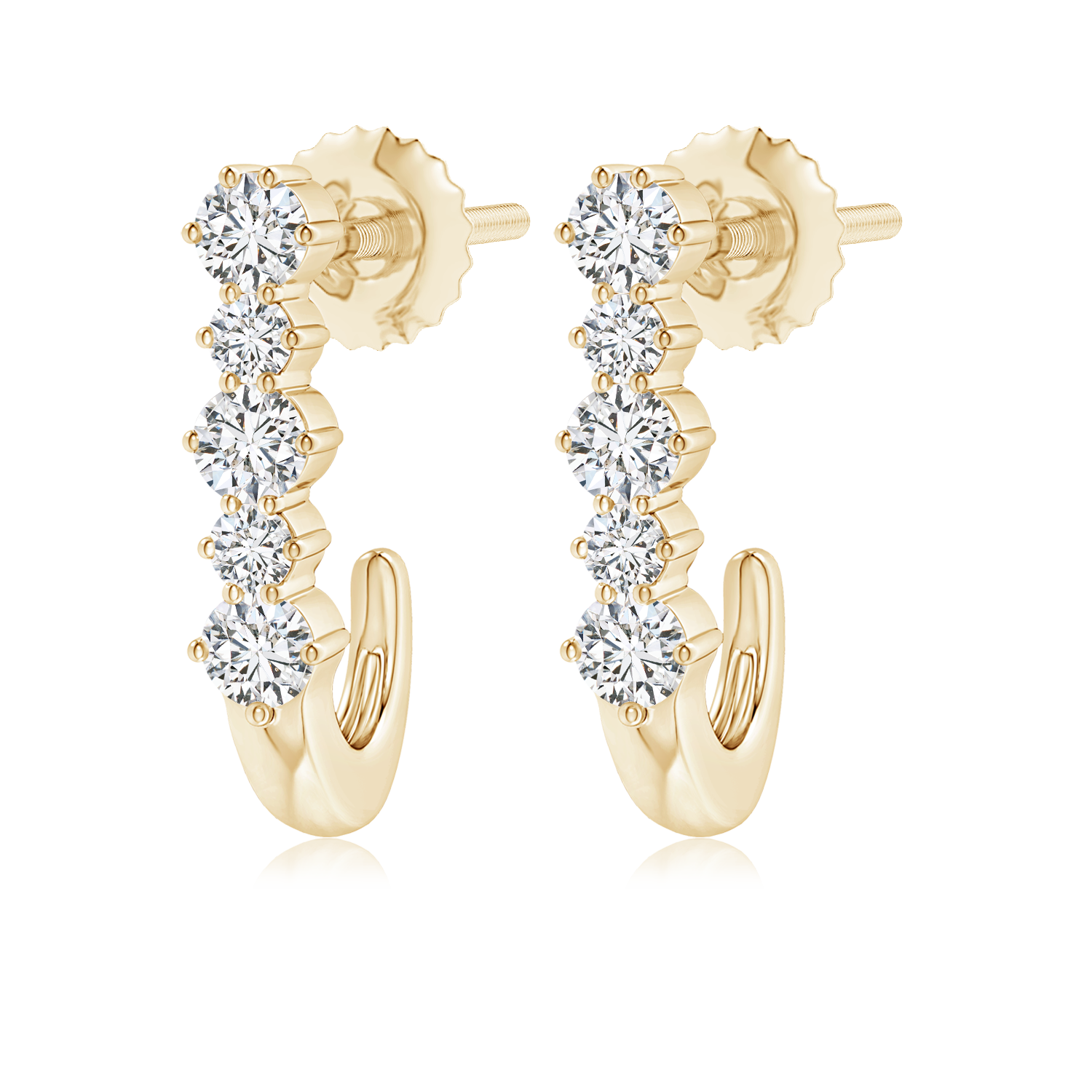 Five Stone Lab Grown Diamond J-Hoop Earrings - Main Image