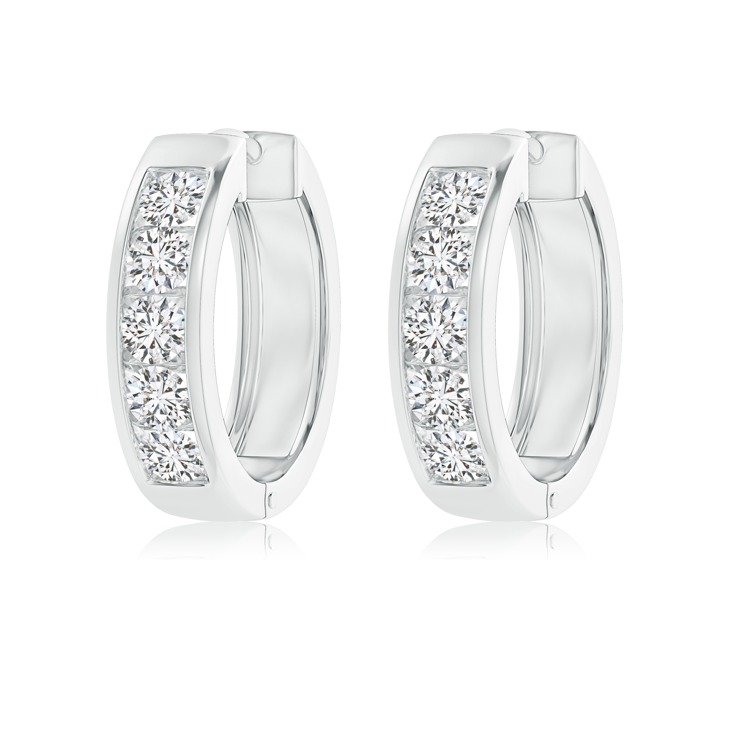 Channel Set Round Lab Grown Diamond Hoop Earrings - Main Image