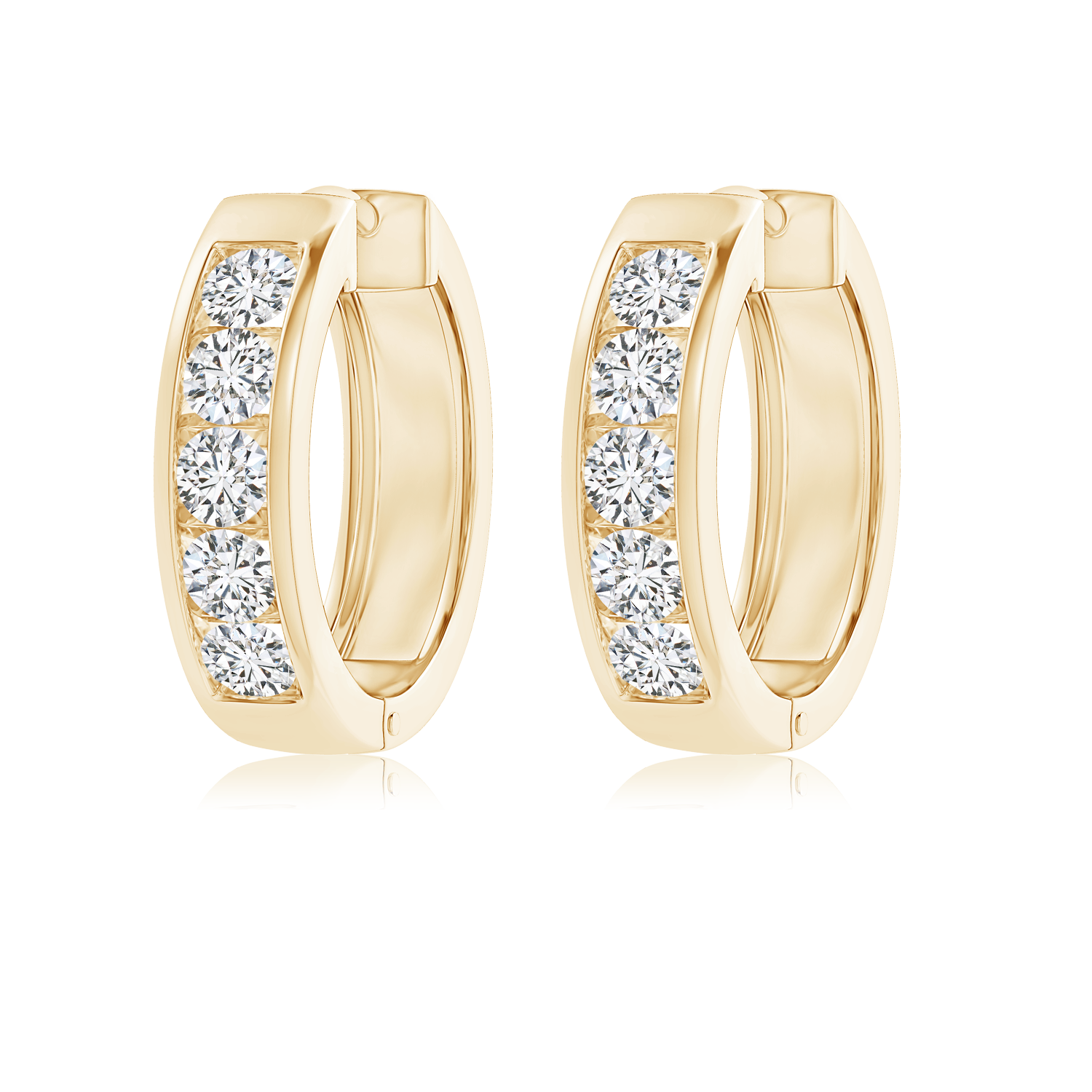 Channel Set Round Lab Grown Diamond Hoop Earrings - Main Image