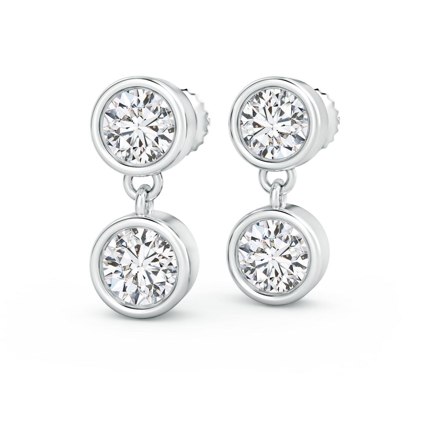 Two Stone Lab Grown Diamond Dangle Earrings - Main Image