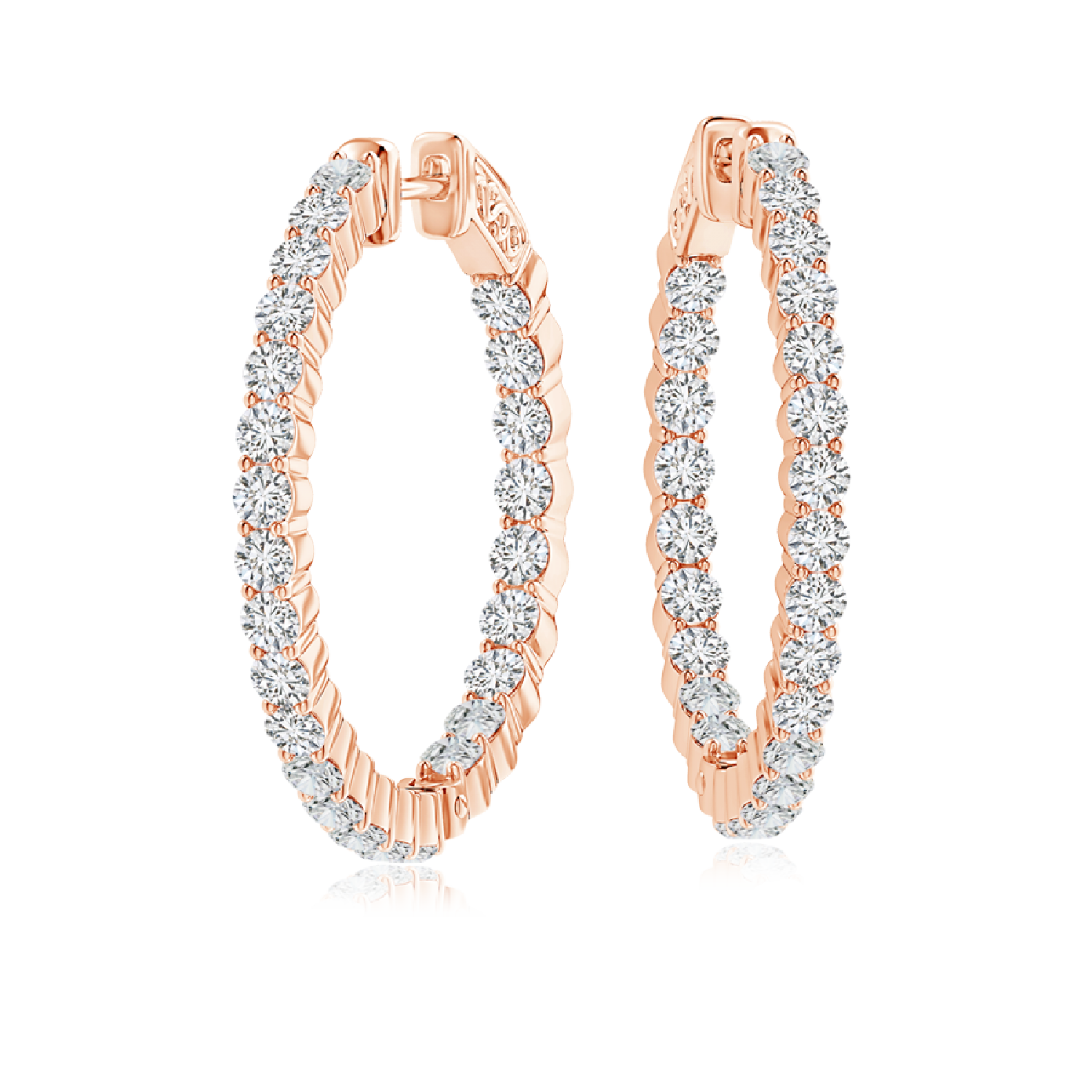 Shared Prong Lab Grown Diamond Inside Out Hoop Earrings - Main Image
