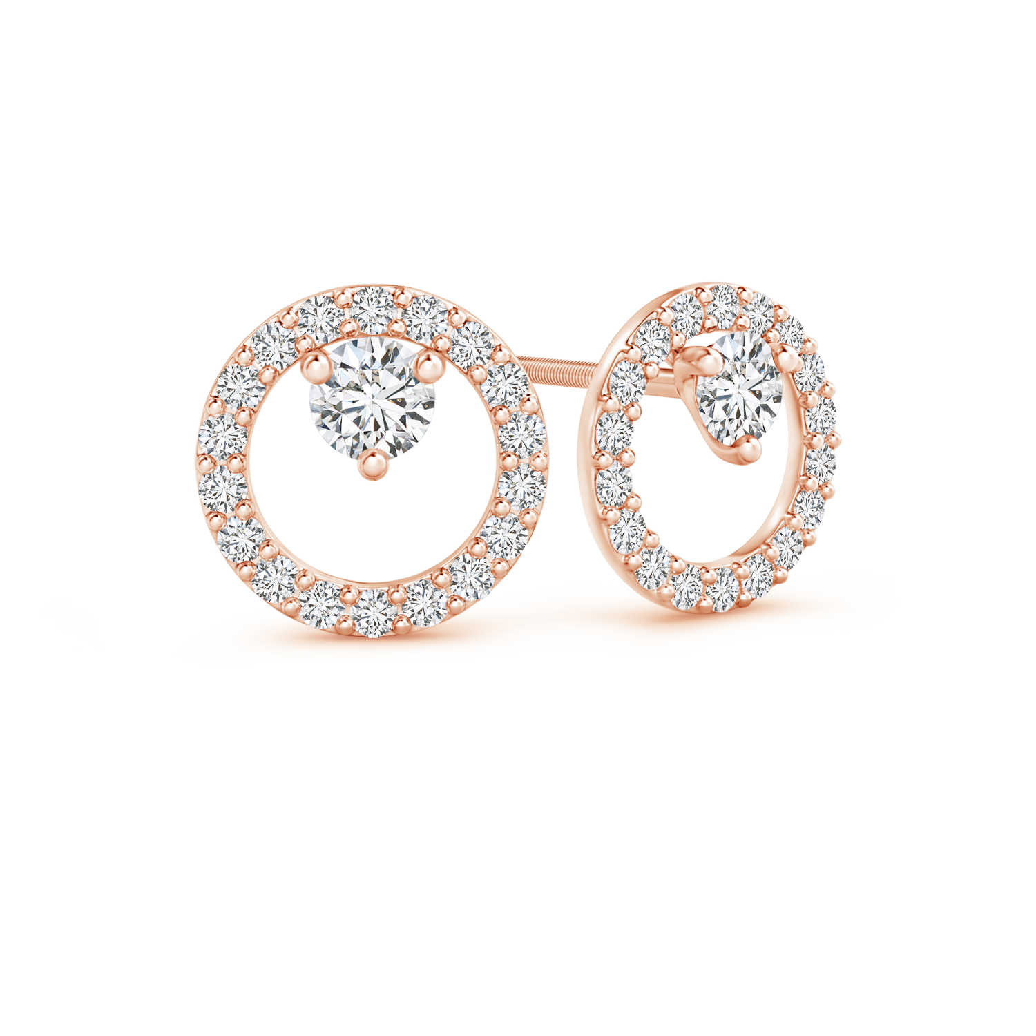 Floating Lab Grown Diamond Circle Stud Earrings - Main Image