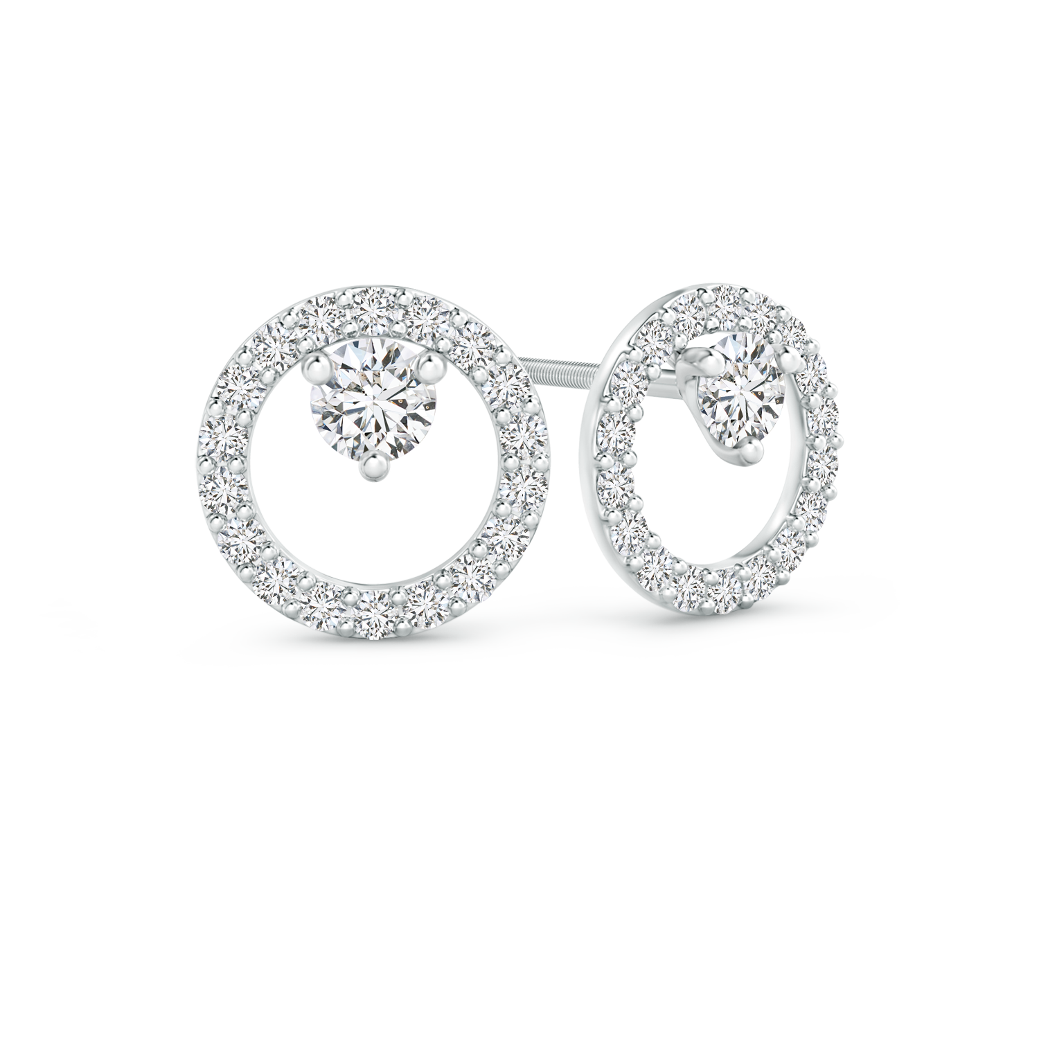 Floating Lab Grown Diamond Circle Stud Earrings - Main Image