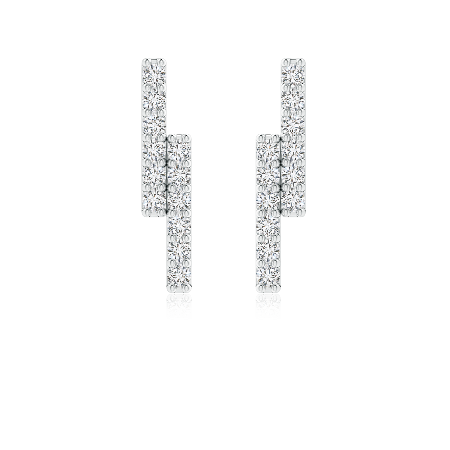 Lab Grown Diamond Double Uneven Bar Stud Earrings - Main Image