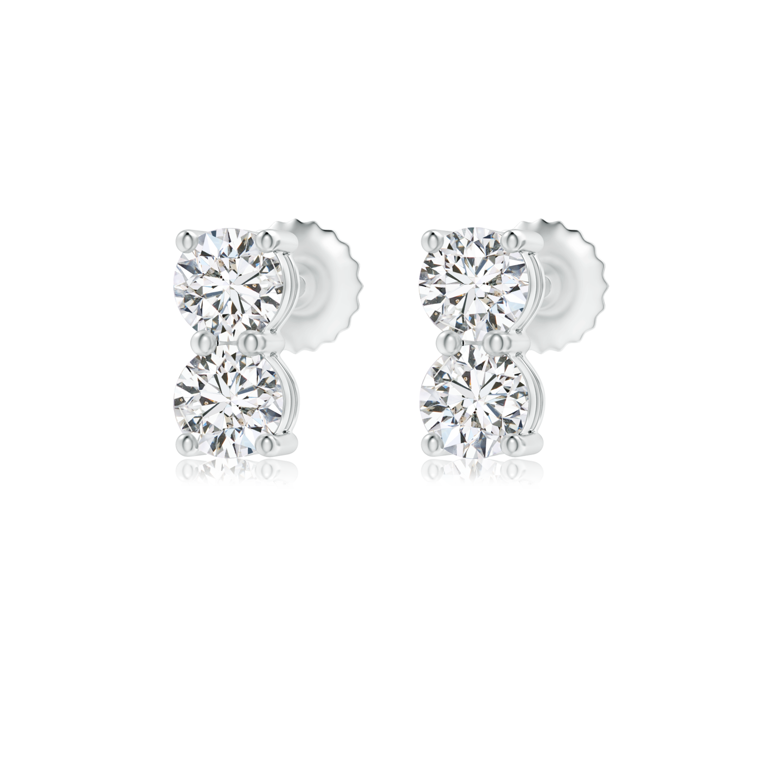 Round Lab Grown Double Diamond Stud Earrings - Main Image