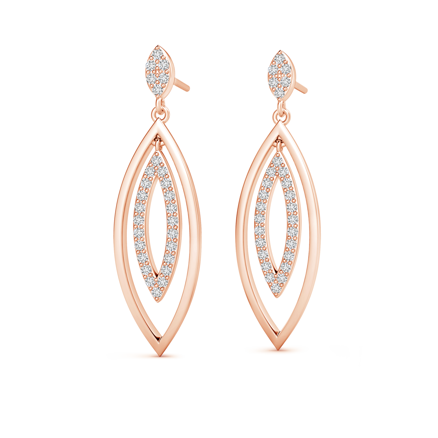 Lab Grown Diamond Elongated Double Marquise Drop Earrings - Main Image