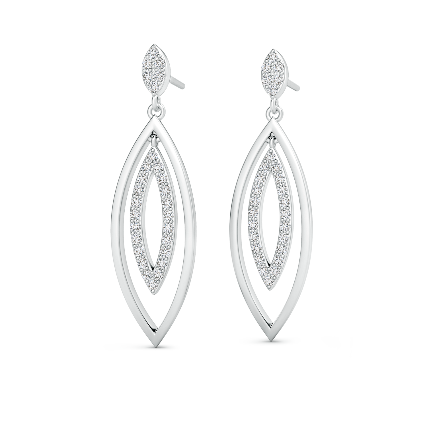 Lab Grown Diamond Elongated Double Marquise Drop Earrings - Main Image
