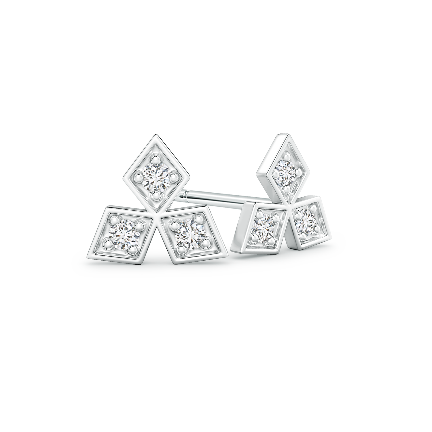 Pave Set Lab Grown Diamond Geometric Stud Earrings - Main Image