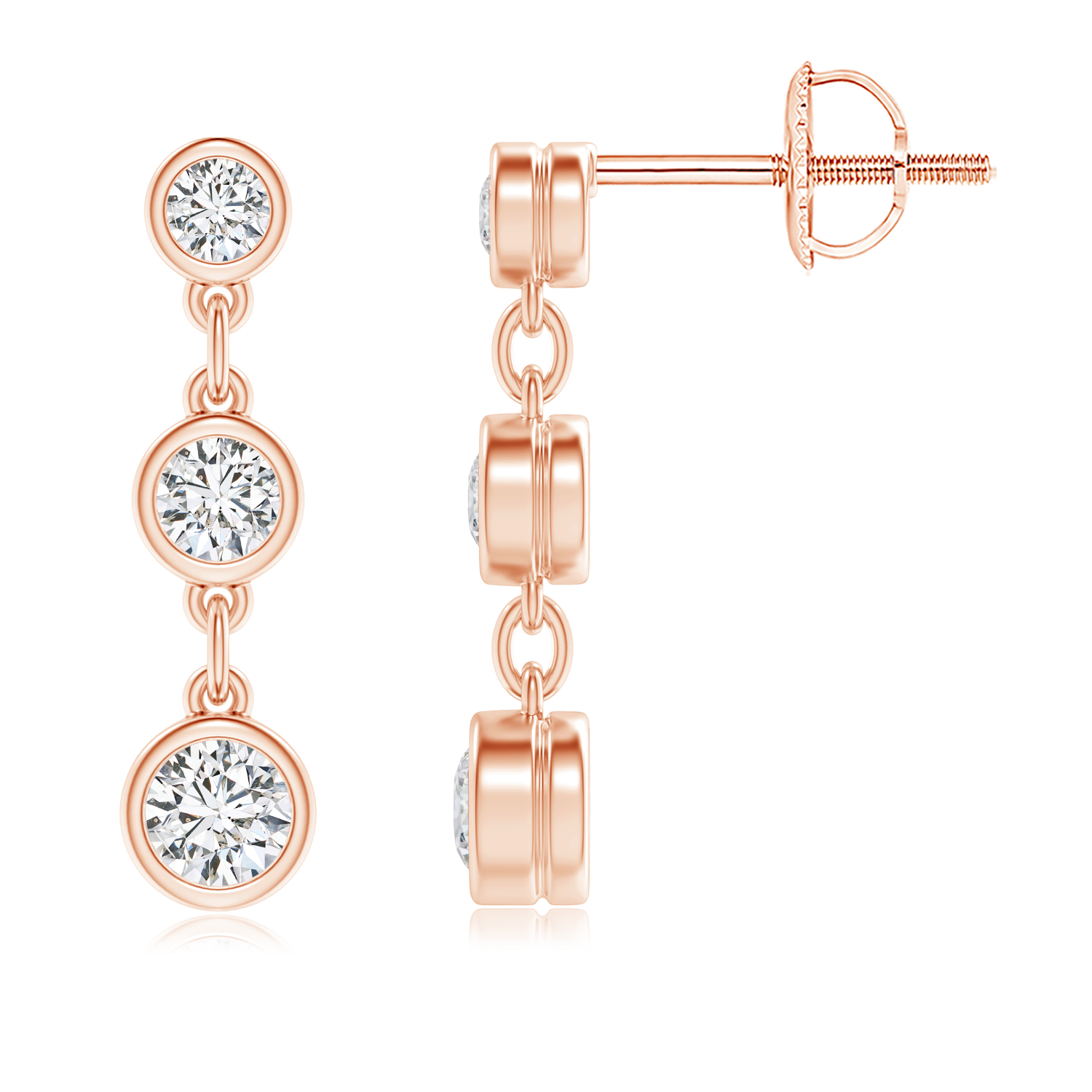 Three Stone Lab Grown Diamond Drop Earrings Pure Ignis