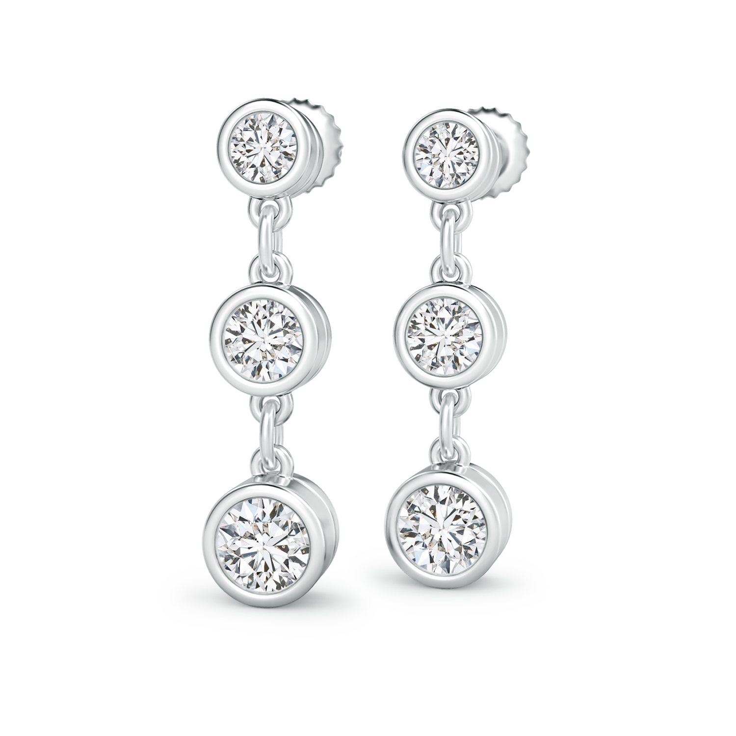 Three Stone Lab Grown Diamond Drop Earrings - Main Image