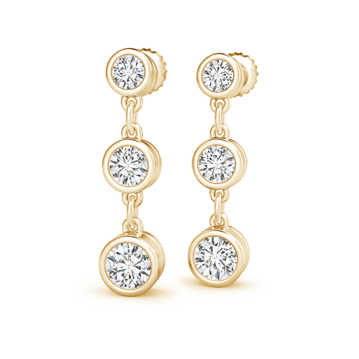 Three Stone Lab Grown Diamond Drop Earrings - Main Image