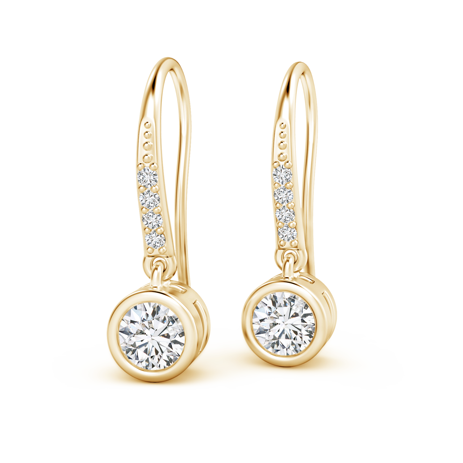 Bezel Set Lab Grown Diamond Solitaire Dangle Earrings  - Main Image