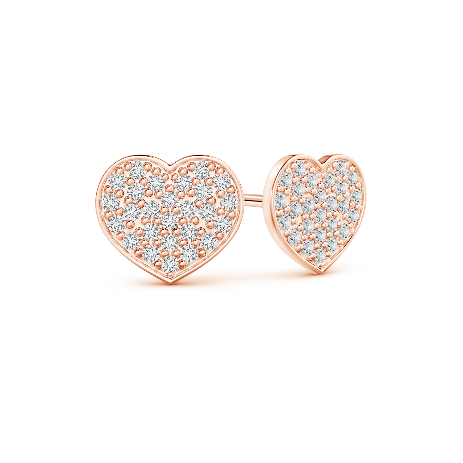 Pave Set Lab Grown Diamond Heart Stud Earrings - Main Image