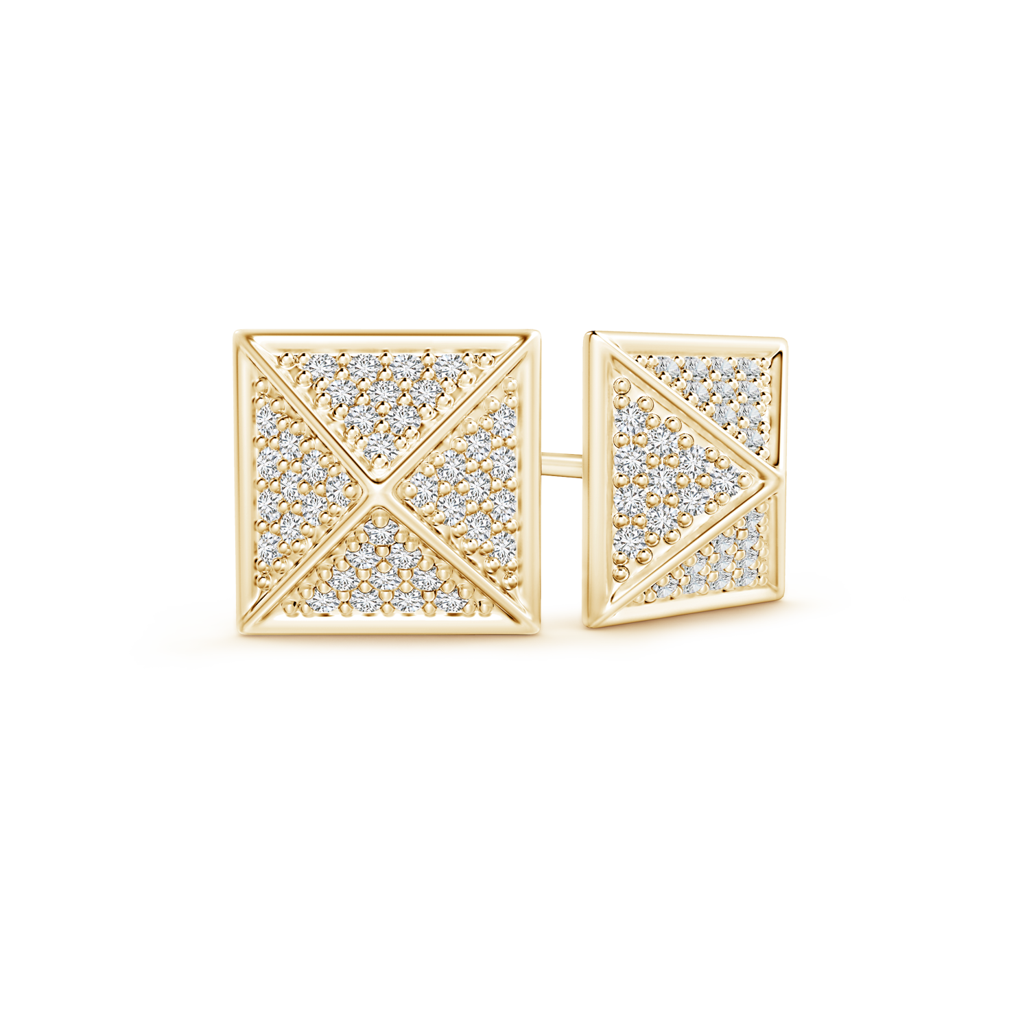 Pave Set Lab Grown Diamond Pyramid Stud Earrings - Main Image