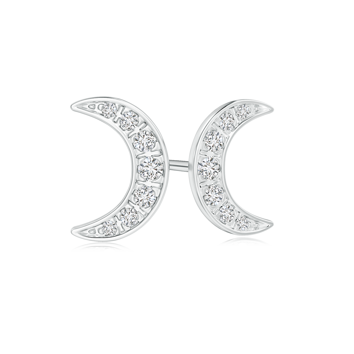 Lab Grown Diamond Crescent Moon Stud Earrings - Main Image