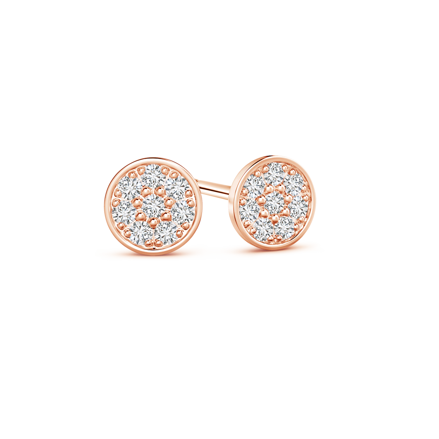 Pave Set Lab Grown Diamond Circular Stud Earrings - Main Image